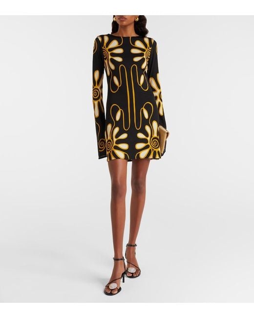 Cala De La Cruz Black Maisha Printed Jersey Minidress