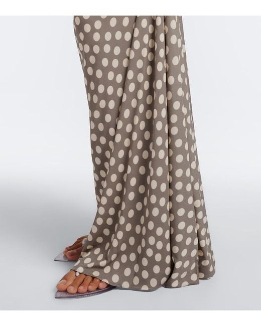 Alaïa Natural Gathered Polka-Dot Jersey Maxi Skirt