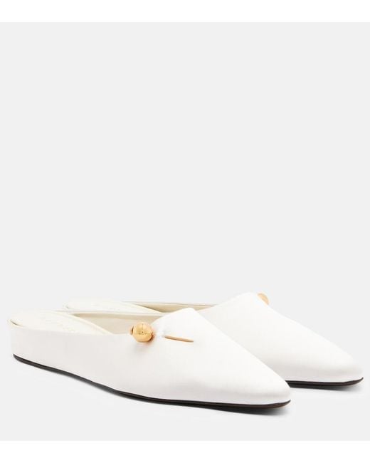 Herbert Levine White Sleep On It Satin Mules