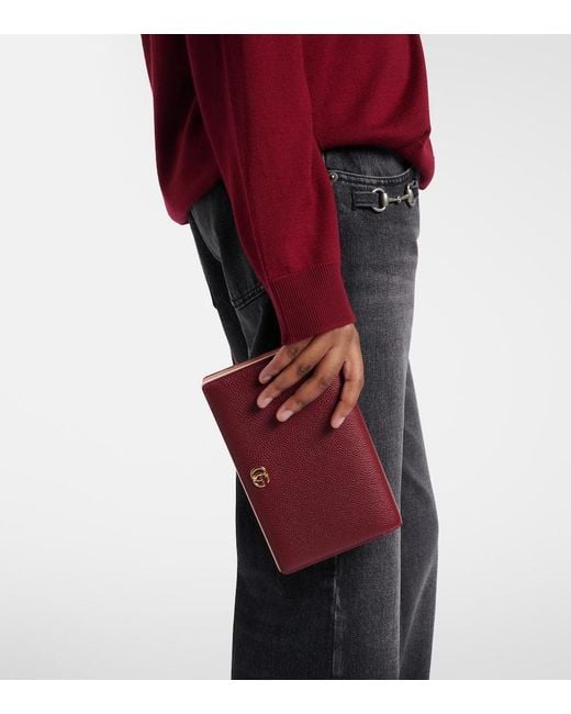 Gucci Red Gg Marmont Wallet On Chain, Leather