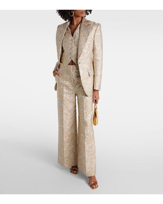 Stella McCartney Natural Single-Breasted Brocade Blazer