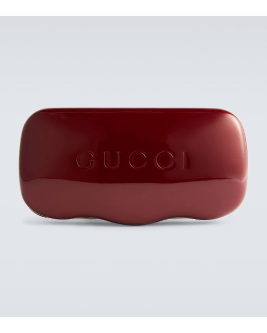 Gucci Gray Logo Flat-top Sunglasses for men