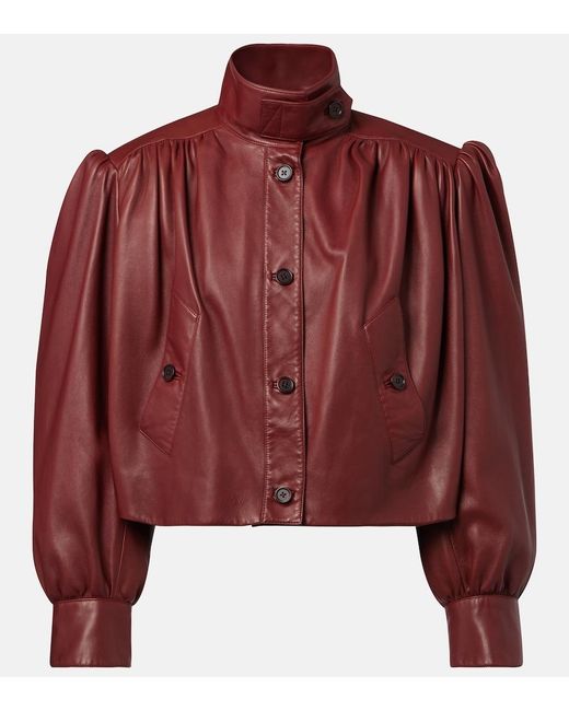 Chloé Red Cropped Leather Jacket