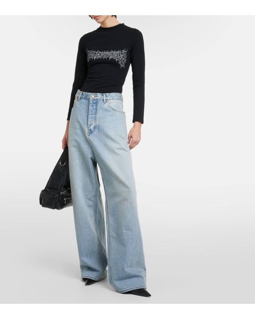 Balenciaga Blue Mid-rise Wide-leg Jeans