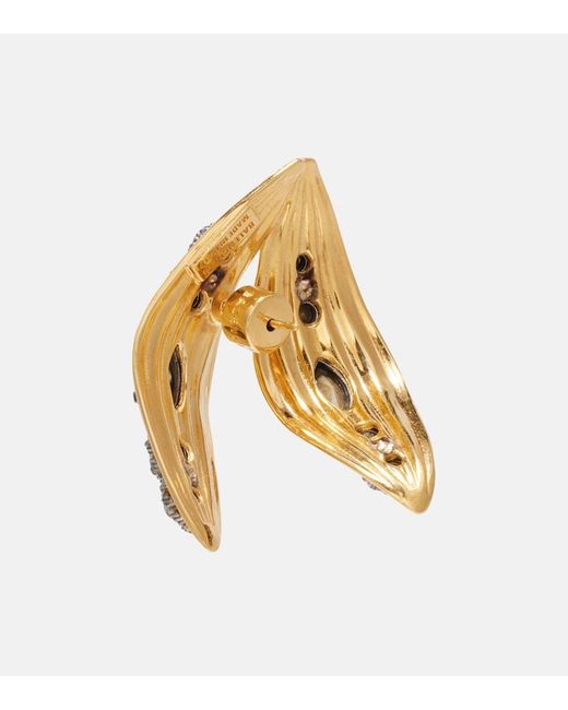 Balenciaga Metallic Bloom Crystal-Embellished Earrings