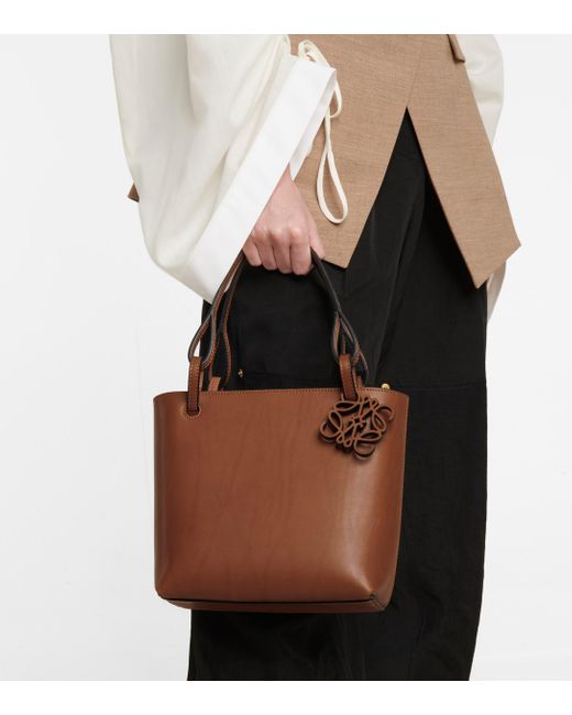 T Tote Anagram Leather Tote Bag in Brown - Loewe