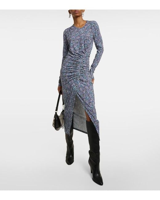 Isabel Marant Blue Jelina Floral Printed Jersey Midi Dress