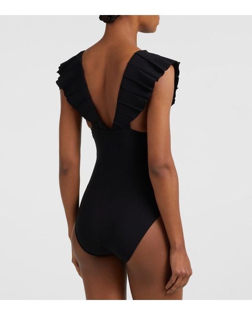 Karla Colletto Blue Alora Ruffled Swimsuit