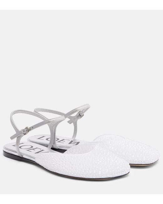 Loewe White Ballerinas Toy Aus Leder Mit Kristallen