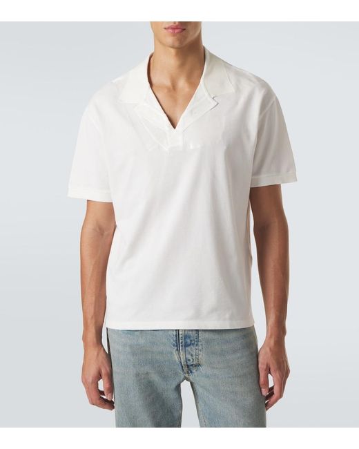 Maison Margiela White Cotton Pique Polo Shirt for men