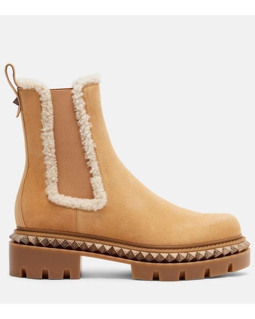 Bottines Chelsea St Emilia En Daim Et Shearling Christian Louboutin en coloris Brown