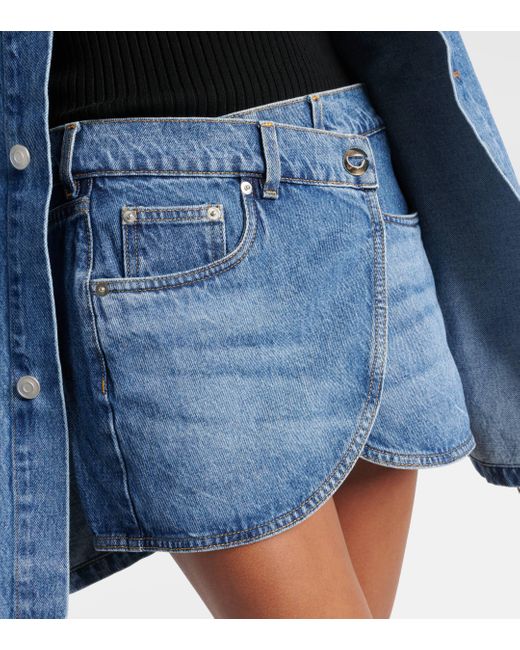 Mini-jupe portefeuille en jean Coperni en coloris Blue