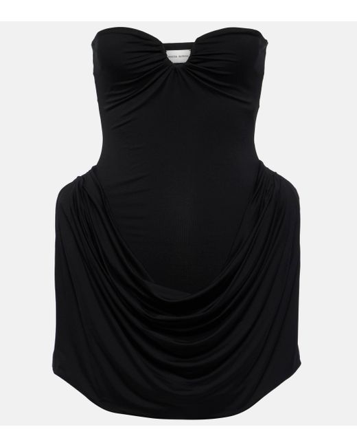Magda Butrym Black Gathered Corset Jersey Minidress
