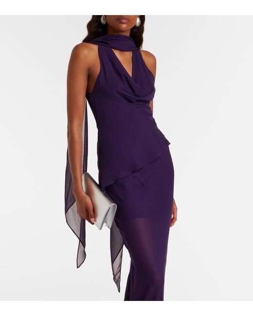 De La Vali Blue Diosa Draped Georgette Top