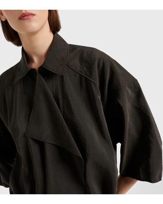 Vestido camisero de mezcla de seda Lemaire de color Black