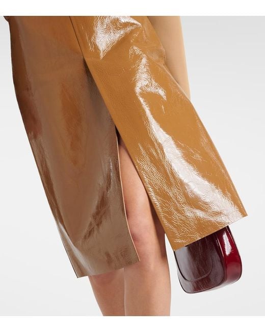 Falda tubo de piel Gucci de color Brown