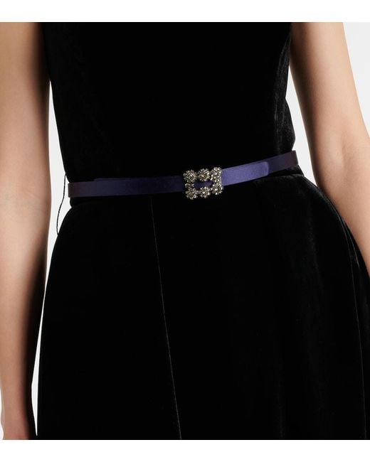 Roger Vivier Blue Efflorescence Satin Belt