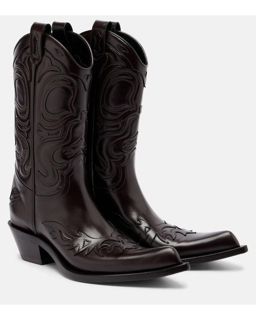 Acne Black Bouni Leather Cowboy Boots