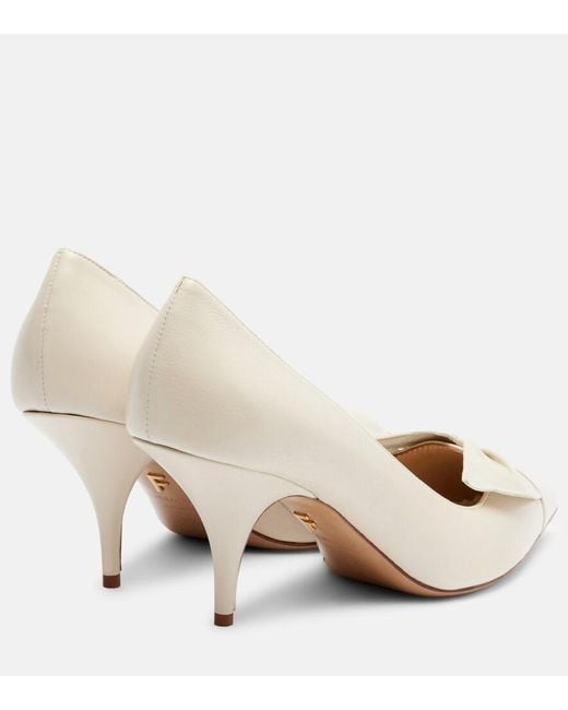 Ferragamo White Gwen 70 Leather Pumps