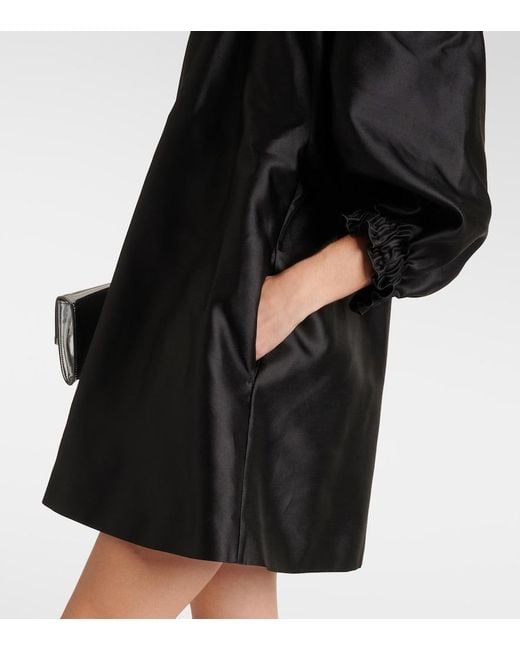 Max Mara Black Lepre Off-Shoulder Silk And Cotton Minidress