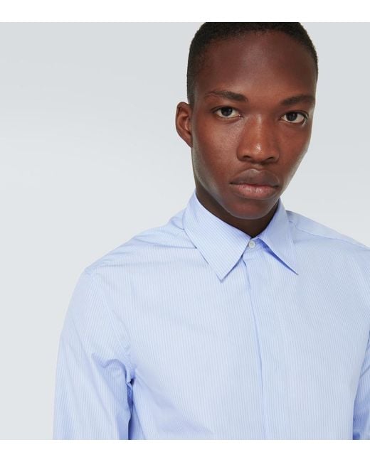 Jil Sander Blue Pinstriped Cotton Shirt for men