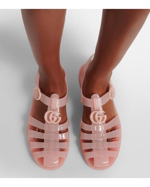 Gucci Pink Double G Fisherman Sandals