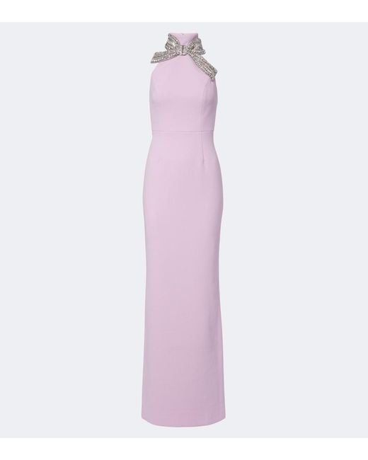 Rebecca Vallance Purple Yolanda Embellished Crepe Gown