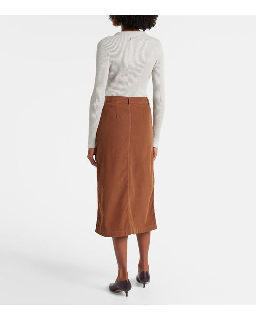 Velvet Brown Fia Cotton Midi Skirt