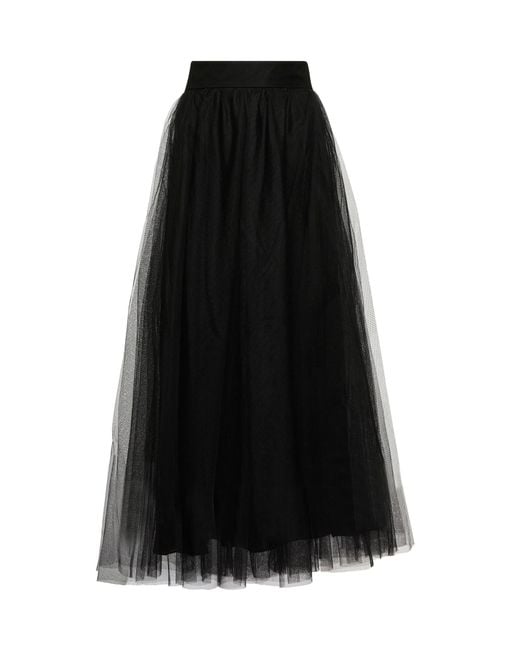 Zimmermann Tulle Midi Skirt in Black | Lyst