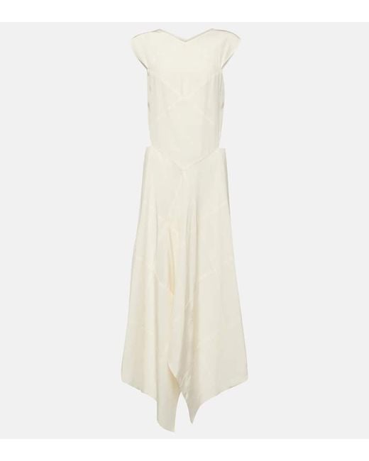 Joseph White Danube Silk Crepe De Chine Midi Dress