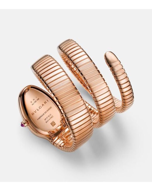 BVLGARI Metallic Uhr Serpenti Tubogas Aus 18Kt Rosegold Mit Diamanten Und Rubellit