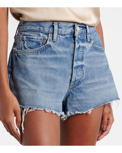 Agolde Blue Parker Denim Shorts