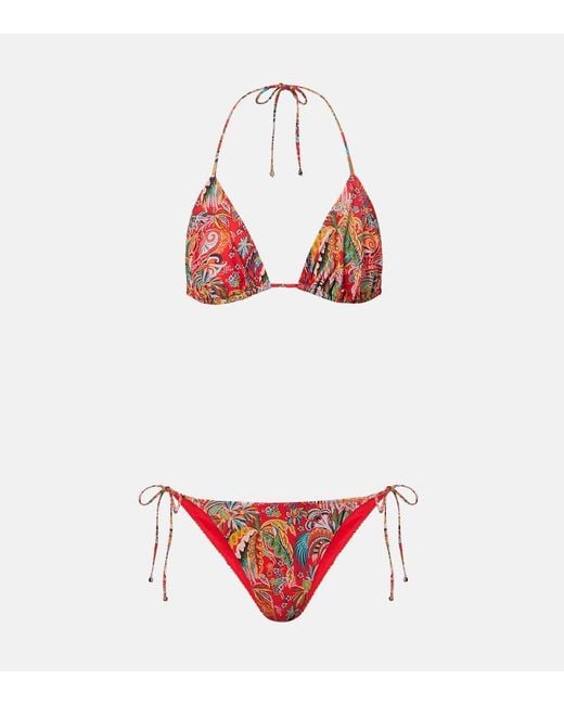 Etro Red Paisley Bikini
