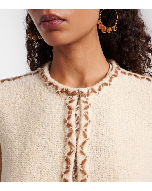 Isabel Marant Natural Rochelle Wool-Blend Tweed Cardigan
