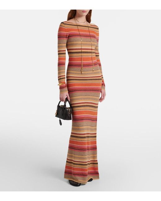 Faithfull The Brand Red Notturna Striped Maxi Dress