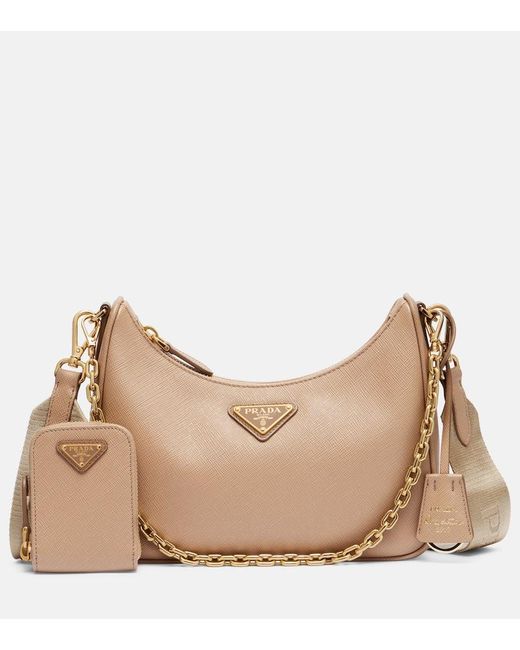 Prada Natural Schultertasche Re-Edition 2005 Aus Leder