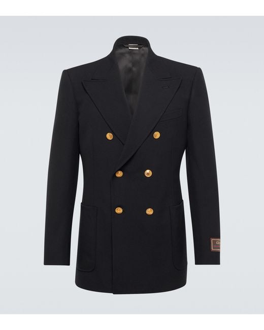 Gucci Blue Double-breasted Wool Blazer for men