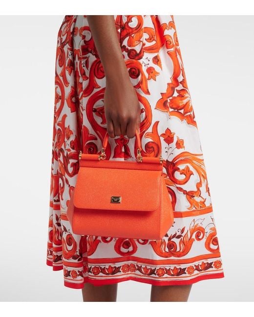 Dolce & Gabbana Red Sicily Small Leather Top-Handle Bag