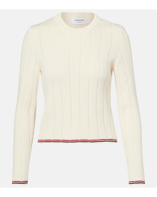 Thom Browne Natural Cable-Knit Virgin Wool Sweater