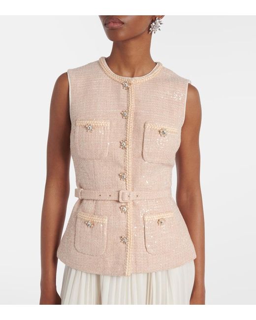 Robe Midi A Sequins Self-Portrait en coloris White