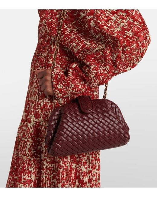 Bottega Veneta Red Lauren 1980 Small Intrecciato Leather Clutch