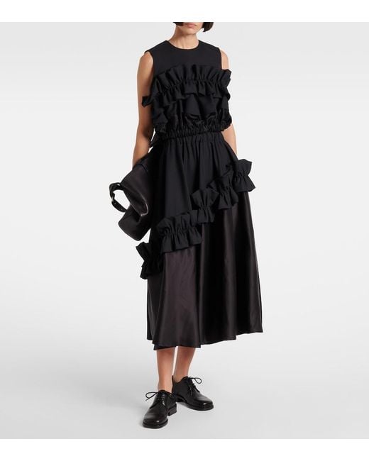 Noir Kei Ninomiya Black Ruffled Wool Top
