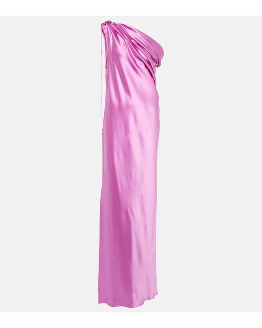 Max Mara Pink Elegante Opera One-Shoulder Silk Gown