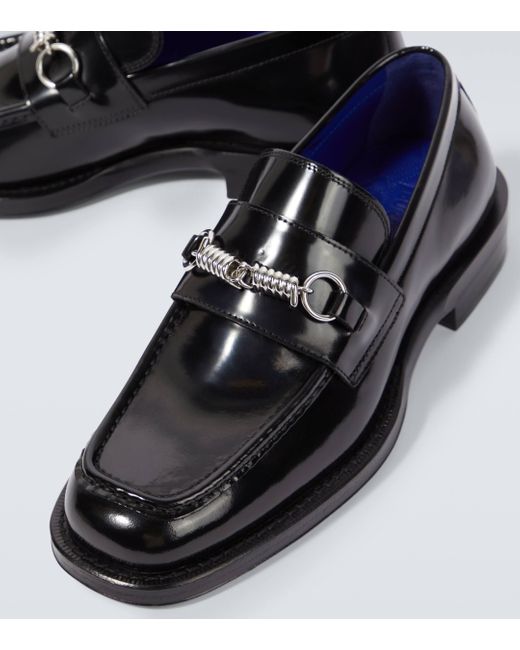 Burberry Black Embellished Leather Loafers for men