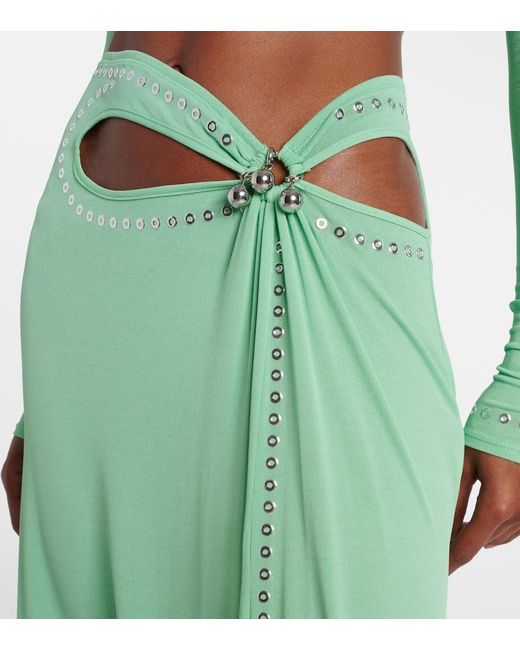 Rabanne Green Embellished Maxi Skirt