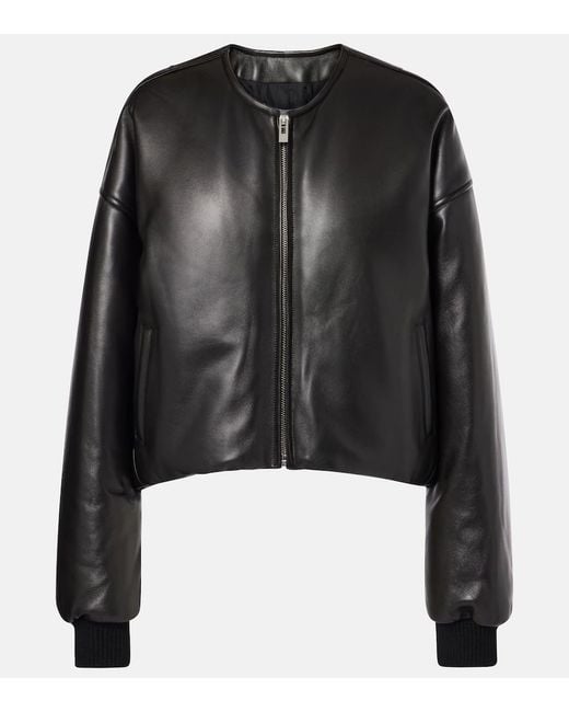 Alaïa Black Leather Bomber Jacket
