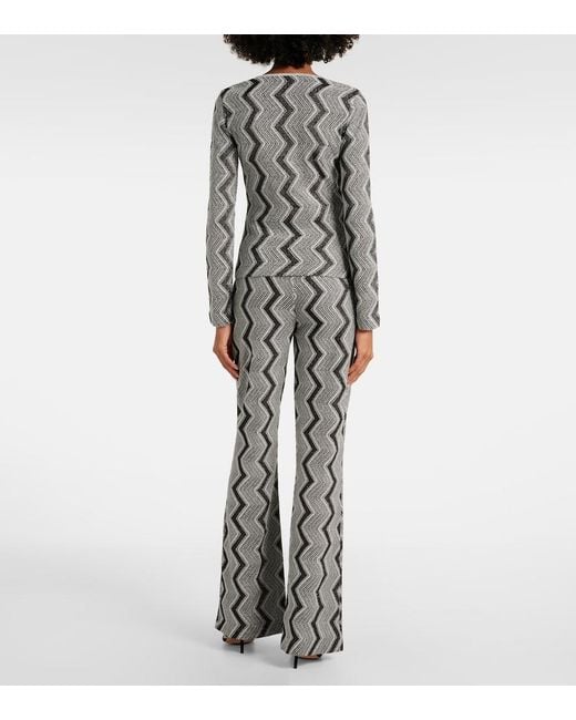 Missoni Gray Zig Zag Metallic Knit Sweater