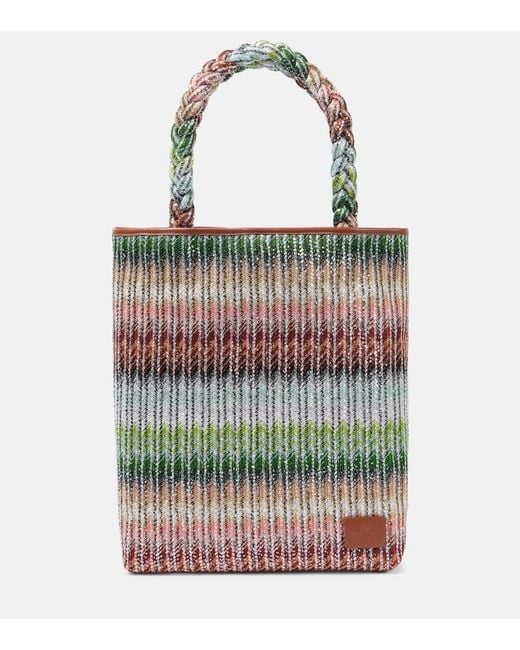 Missoni Multicolor Zigzag Large Leather-Trimmed Tote Bag