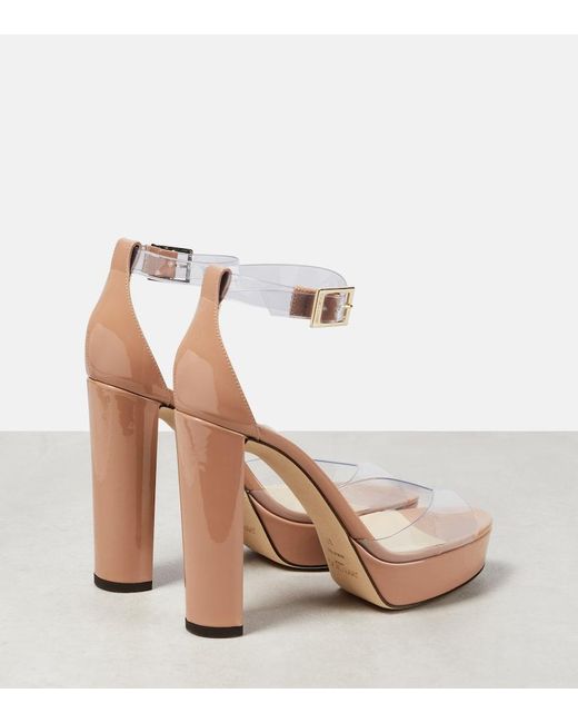Jimmy Choo Natural Albi 120 Pvc And Leather Platform Sandals