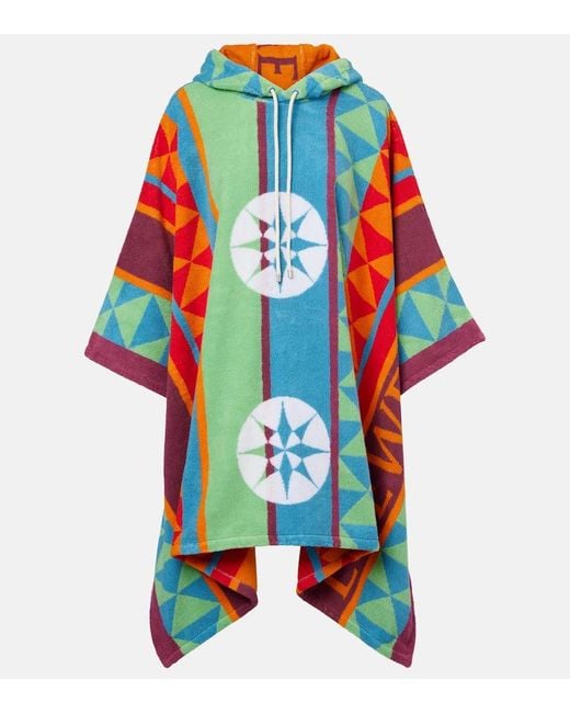 Loewe Blue Printed Hooded Cotton Terry Poncho
